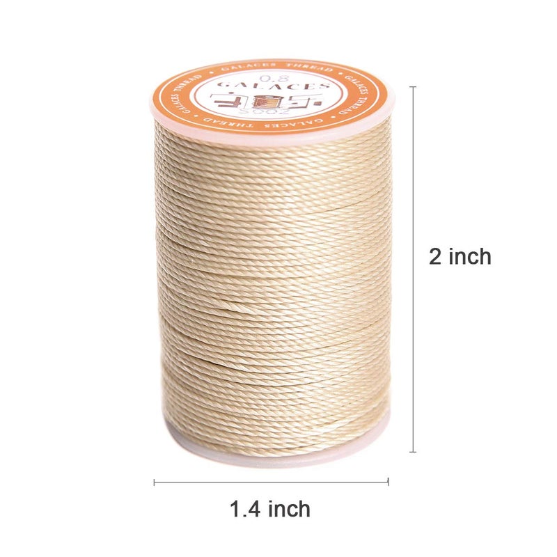 FANDOL Waxed Polyester Cord Wax-Coated Strings Waterproof Round Wax Coated Thread for Braided Bracelets DIY Accessories or Leather Sewing (Beige) - Image 2